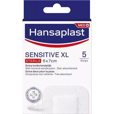 HANSAPLAST Antibacterial XL Sensitive Sterile Επιθέματα Με Αντιβακτηριακή Δράση 6x7cm 5 Τεμάχια