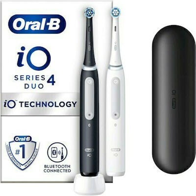 ORAL B iO Series 4 Duo Ηλεκτρική Επαναφορτιζόμενη Οδοντόβουρτσα Σε Μαύρο & Άσπρο Χρώμα 2 Tεμάχια