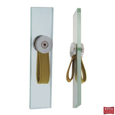 Leather strap belt for glass door