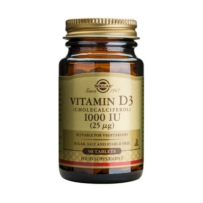 SOLGAR Vitamin D3 1000 UI (25μg) Συμπλήρωμα Διατροφής Με Βιταμίνη D3 Με Πολλαπλά Οφέλη Για Τον Οργανισμό, Ιδανικό Για Την Υγεία Των Οστών & Των Αρθρώσεων x90 Φυτικές Κάψουλες