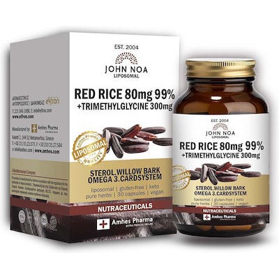 JOHN NOA Red Rice Συμπλήρωμα Διατροφής Που Βοηθά Την Κυκλοφορία Του Αίματος Την Καρδιά, Την Γνωσιακή Λειτουργία & Τη Μνήμη 30 Φυτικές Κάψουλες