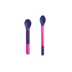 Mam Heat Spoons & Cover X2 Heat Sensitive Spoons With Case 6+ Months Pink 2 pieces