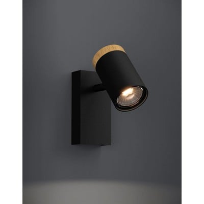 Wall Ceiling Light Cartagena Black With Wood 1Xgu1