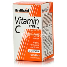 Health Aid Vitamin C 500mg Μασώμενη - Πορτοκάλι, 60 tabs