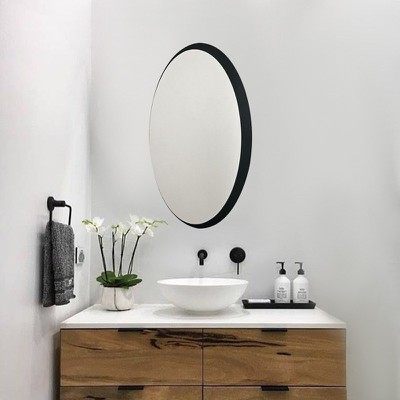 Καθρέπτης μπάνιου τοίχου 45x80 μαύρος οβάλ lacobel
