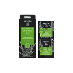 Apivita Express Beauty Face Mask Aloe Μάσκα Προσώπου Με Αλόη Για Ενυδάτωση & Αναζωογόνηση 2x8ml