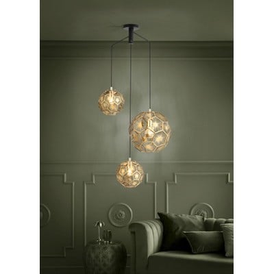 Pendant Light Skoura Black/Brass 3Xe27