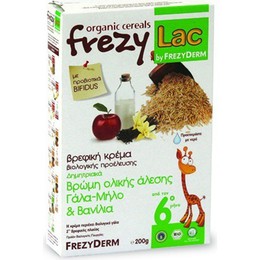 Frezylac Bio Cereal Βιολογική Κρέμα Βρώμη Ολικής Αλέσεως Γάλα Μήλο Βανίλια 200g για βρέφη μετά τον 6ο μήνα