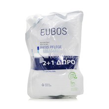 Eubos Σετ Basic Care Liquid Washing Emulsion Blue (Refill) - Ανταλλακτικό Υγρό Καθαρισμού, 3 x 400ml (2+1 Δώρο)