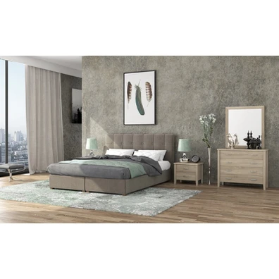 Wooden Singe Bed with Leather /Mocha