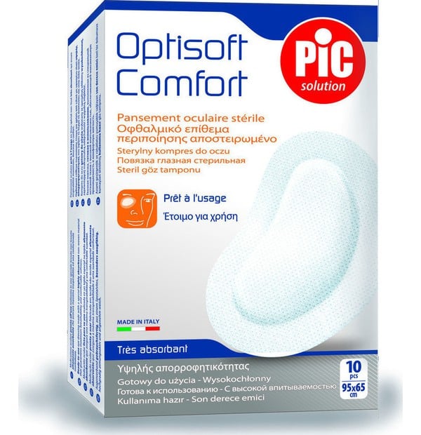 PIC Solution Optisoft Comfort, Οφθαλμικό επίθεμα περιποίησης με αυτοκόλλητο 95x65mm 10 τεμάχια