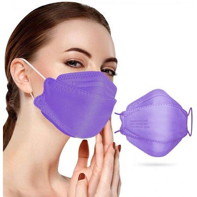 FAMEX 3D Extra Comfort Fish Style Μάσκα Υψηλής Προστασίας Ενηλίκων FFP2 Σε Μωβ\Λιλά Χρώμα x10 Τεμάχια