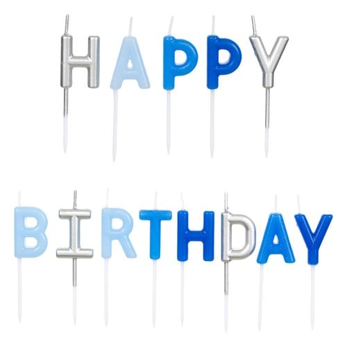 Qirinj blu argjendi me shkrim "Happy Birthday"  13
