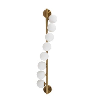 Wall Light Led 8xG9 Rod With 8 White Balls Gold