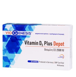Viogenesis Vitamin D3 Plus Depot 2500 IU-Συμπλήρωμ