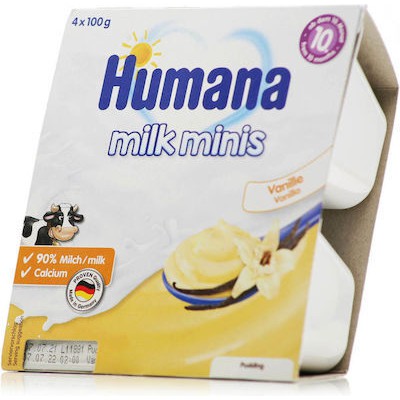 HUMANA Milk Minis Vanilla -Επιδόρπιο Γιαουρτιού Με Γεύση Βανίλια Από Τον 10ο Μήνα 4x100gr
