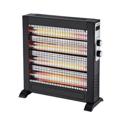 Quartz Heater Slim 2700W Black With Thermostat Cov