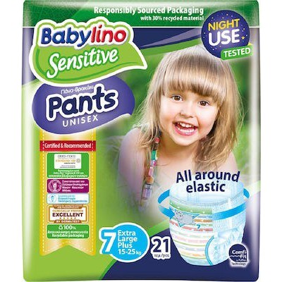 BABYLINO Sensitive Pants Night Use No7 Extra Large Plus Unisex (15-25 Kg) 21 Τεμάχια