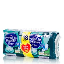 EveryDay Sensitive with Cotton Normal Value Pack - Σερβιέτες Κανονικού Μήκους με Φτερά, 18τμχ