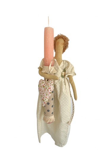 Πασχαλινή λαμπάδα με κούκλα Tilda υφασμάτινη