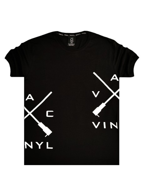 Vinyl art clothing black t-shirt cross logo