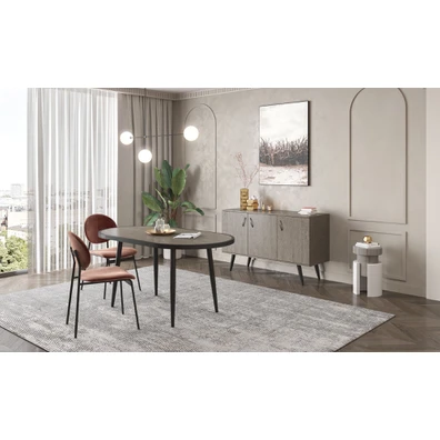 Τραπέζι Δείπνου Φ160x90x78cm N18 Σκούρο Δρυς Μελαμ