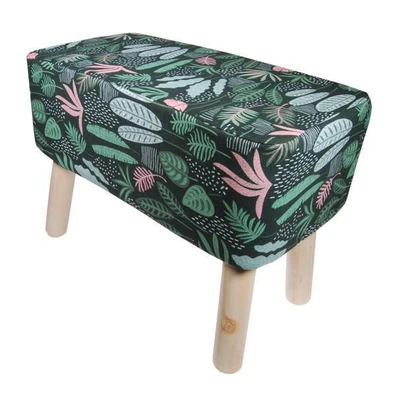 Σκαμπώ Υφασμάτινο Floral Με Ξύλινα Πόδια Nextdeco 