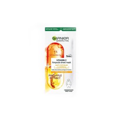 Garnier Skin Active Pineapple Extract Anti Fatigue Vitamin C Ampoule Sheet Mask Μάσκα Λάμψης Mε Βιταμίνη C Kαι Ανανά 15gr