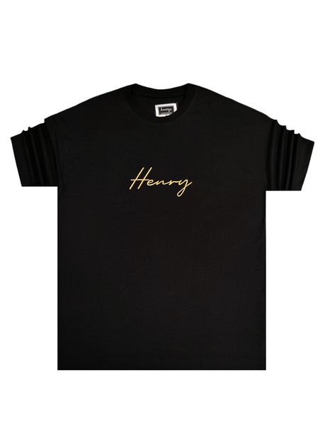 Henry clothing gold logo oversize tee - black