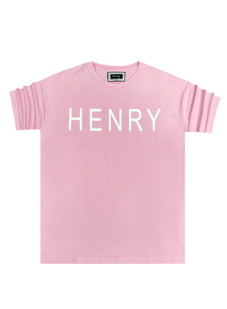 Henry clothing light pink oversize logo tee