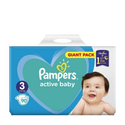 PAMPERS Baby Diapers Active Baby No.3 6-10Kgr 90 Pieces Giant Pack