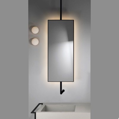 Καθρέπτης μεταλλικός μπάνιου με led, 45x90 περιστρ