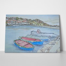Molvos harbor watercolor a