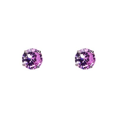 Dalee Earings-Purple studs_rhodium plated