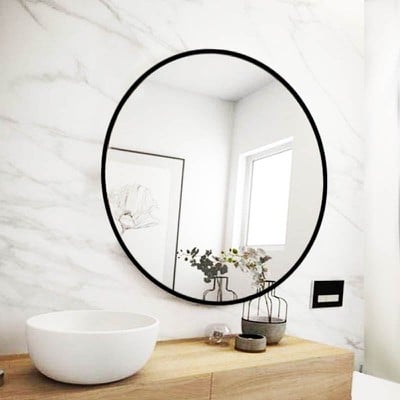 Καθρέπτης μπάνιου τοίχου στρογγυλός Φ80 με μαύρο π