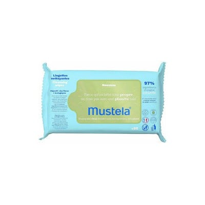 MUSTELA Eco-Responsible Natural Fiber Cleansing Wipes Απαλά Οικολογικά Μαντηλάκια Καθαρισμού 2 Συσκευασίες X 60 Μαντηλάκια