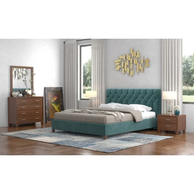 Wooden Singe Bed with Leather /Mocha