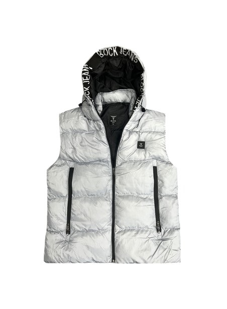 Block jeans ice reflective padded hooded gilet 