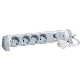 Socket Outlet 4-Way + 2xUSB Cable 1.5m White