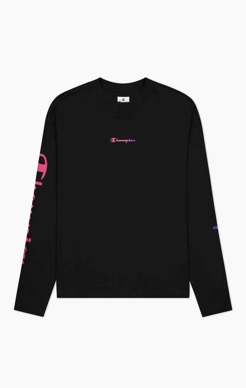 pink and black champion shirt