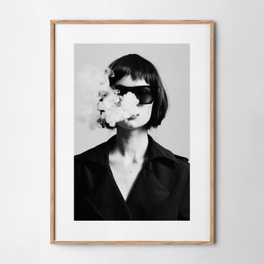 Portrait of woman smoking wood