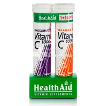 Health Aid Vitamin C 1000mg (Φραγκοστάφυλο), 20 eff. tabs & Δώρο Vitamin C 1000mg (Πορτοκάλι), 20 eff. tabs