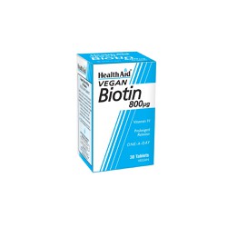 Health Aid Biotin 800mg Dietary Supplement Strengthens Hair Skin & Nails Delayed Release 30 Tablets
