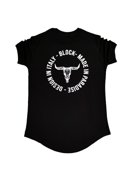 BLOCK JEANS BLACK DOUBLE LOGO T-SHIRT