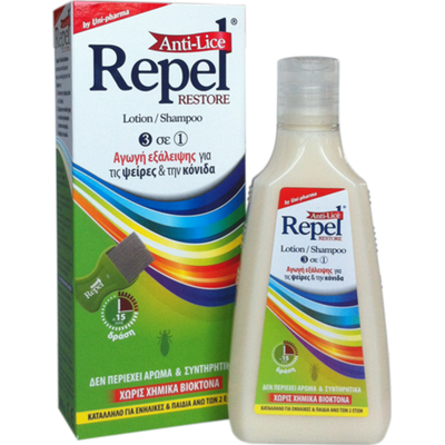 Uni-Pharma Repel Antilice Restore Lotion/Shampoo 3in1 200gr - Αντιφθειρική Αγωγή