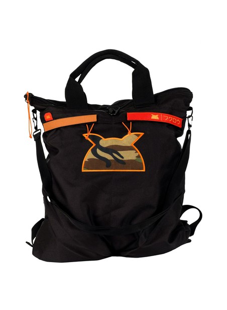 OWL CLOTHES  BACKPACK BLACK WITH CAMO DETAIL