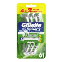 Gillette Σετ Sensor 3 Sensitive - Ξυραφάκια μίας Xρήσης, 6τμχ. (4 + 2 ΔΩΡΟ)