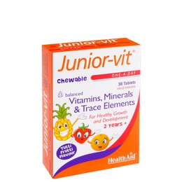 Health Aid Junior Vit, Πολυβιταμίνες με Γεύση Tutti Frutti, 30 Μασώμενα Δισκία