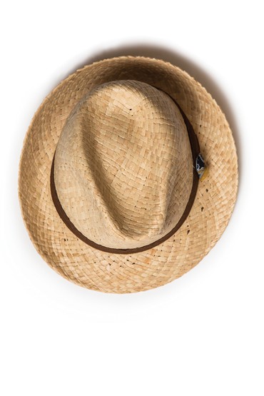 Ψάθινο καπέλο με χειροποίητο στολισμό σε καφέ χρώμα με κουμπί