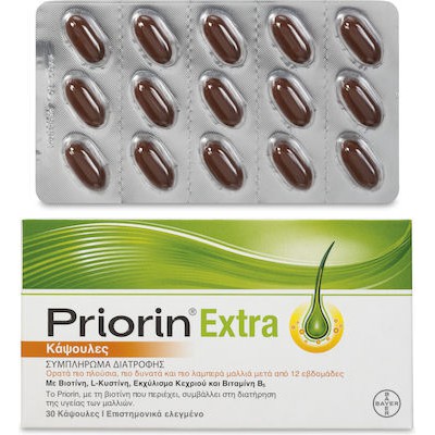 PRIORIN Extra Συμπλήρωμα Διατροφής Κατά Της Τριχόπτωσης x30 caps